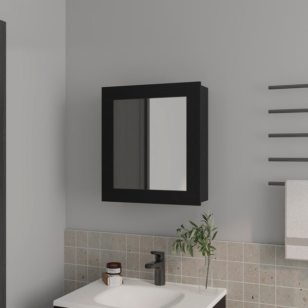 English Elm Medicine Cabinet Hailey Black — Mirrored Wall Cabinet with Two 9"x16.5" Shelves, Compact Storage Solution B092P238754