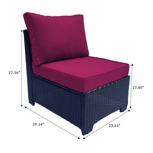 English Elm Outdoor Garden Patio Furniture Set - 7-Piece Cushioned Rattan Sofa & Coffee Table For Relaxation W213S00047-GIGA