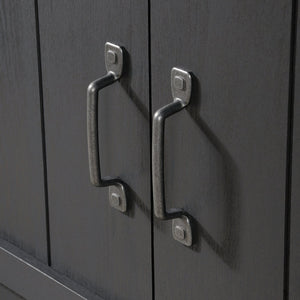 English Elm Credenza, Stylish Black Tv Stand For Up To 70" Tvs With Rustic Charm & Smart Storage Solutions B356P402772