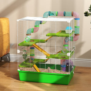 English Elm Pawhut 5-tier Small Pet Habitat with Tubes Tunnels Exercise Wheel and Carry Handles W2225P229563