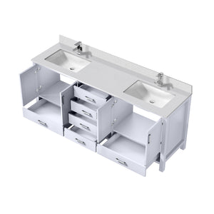 English Elm White Double Bath Vanity 80 in W x 22 in D with White Quartz Top, Soft-Close Drawers & Chrome Faucet Set B2731P259122