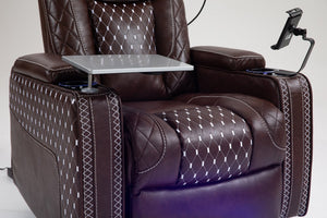 English Elm Power Zero Gravity Recliner with USB Cup Holders, LED Reading Light, Leather match, Infinite Recline Brown W547P164339
