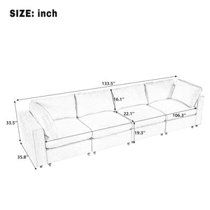 English Elm U-style 113" Upholstered Modular Sofa with Built-In Bluetooth Audio, Wireless Charging & Storage Grey WY000457AAE