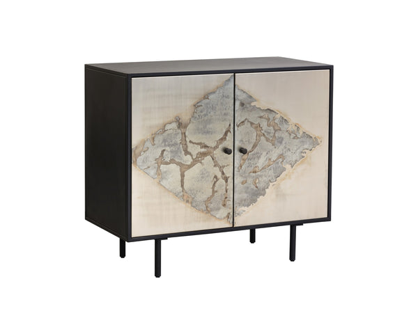 Sunpan Arlington Sideboard - Unique Patina Finish with Black Iron Frame, Handcrafted by Skilled Artisans Small - 37W x 19D x 32.5H