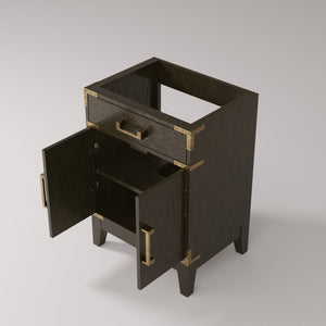 English Elm Brown Oak Single Bath Vanity - Compact 24" W Ready-To-Install Unit With Soft-Close Storage Cabinet B2731P259738
