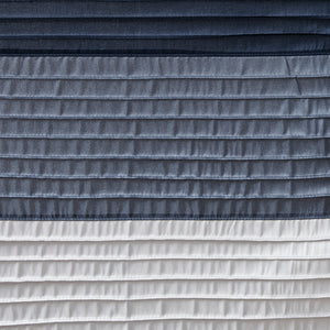 JLA Home Madison Park - Faux Silk Dupioni Shower Curtain with Pintuck Color‑Block Panels, Lightweight Drape, Machine Washable Navy MP70-2206
