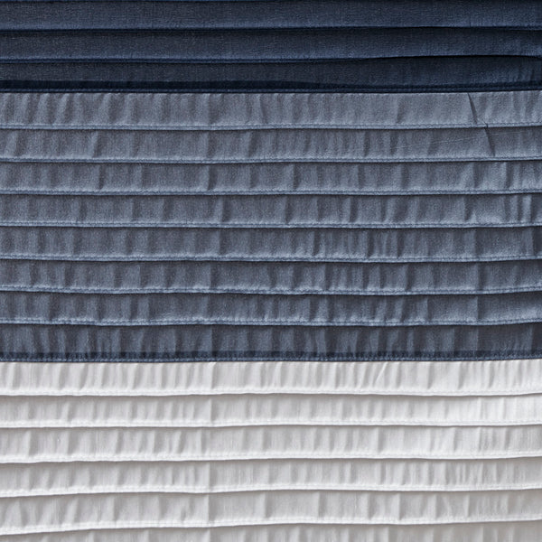 JLA Home Madison Park - Faux Silk Dupioni Shower Curtain with Pintuck Color‑Block Panels, Lightweight Drape, Machine Washable Navy MP70-2206