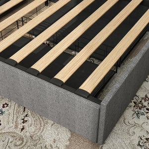 English Elm Twin Upholstered Bed Frame with Headboard, 4 Storage Drawers, USB Ports, RGB LED Mood Lighting W1960P175563