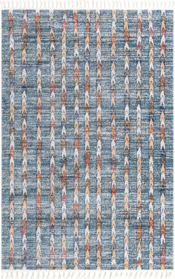 Unique Loom Aramis Aras Machine Made Tribal Rug Blue, Ivory/Navy Blue/Rust Red/Terracotta/Light Brown 6' 1" x 9' 0"