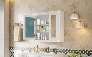 English Elm 36'' Wall Mounted Medicine Cabinet with Dual Mirrors Soft Close Doors Bathroom Storage White N710P371186K