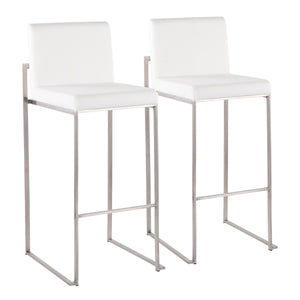 English Elm Fuji High Back Barstool Set Of 2 - Luxurious White Velvet & Sleek Stainless Steel For Modern Interiors B202P222195