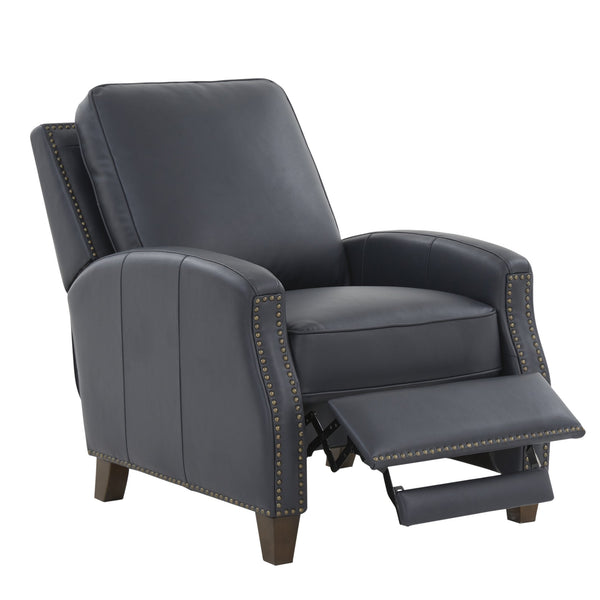 English Elm Jack Midnight Blue Faux Leather Recliner Chair with Nailhead Trim, Tapered Wood Legs, High-Density Foam Comfort B050P229965