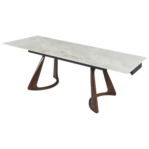 English Elm Retractable Sintered Stone Extendable Dining Table Seats Eight with Steel Base W5630S00001