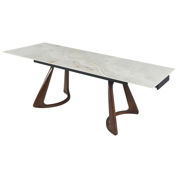 English Elm Retractable Sintered Stone Extendable Dining Table Seats Eight with Steel Base W5630S00001