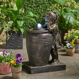 Christopher Knight Home® Esperanza Garden Fountain, Bronze Finish, LED Lights, Hand-Crafted, Faux Stone