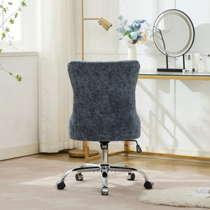 English Elm A&A Elegant Chenille Tufted Office Chair with Hand-Pulled Buttons, Nailhead Trim & Gold Chrome Base Light Blue W1143P366774