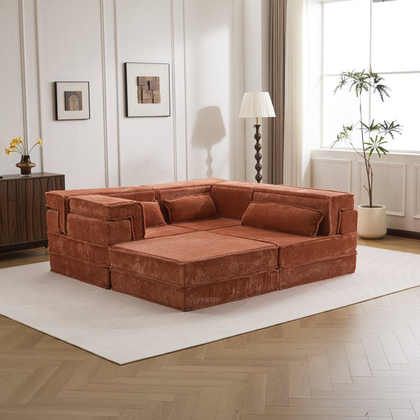 English Elm Compression Modular Sofa Bed – Cozy, Versatile 3-Seater With Ottoman, Soft Fleece, No Assembly Needed! W3723S00022