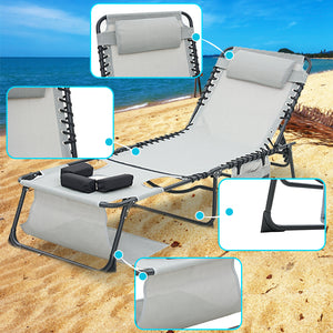 English Elm Face Down Chaise Lounge Chair with Face & Arm Holes, 5-Position Foldable Recliner for Pool Patio Relaxation Blue Gray W3162P277281