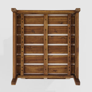 English Elm Walker Edison - Acacia Solid Acacia Wood Chevron Armless Sectional Set Dark Brown - 3-Piece + Coffee Table, Weather-Resistant Upholstery, Sustainable Craftsmanship B185P326697