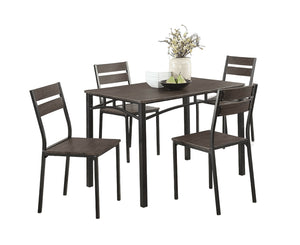 English Elm Simple Industrial Metal Frame 5pc Dining Set with Weathered Wood Top and Comfortable Side Chairs Antique brown,Black 46 L x 30 W x 5 H B011P320849