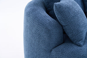 English Elm 360° Swivel Chair upholstered barrel accent chair with plush high-resilience foam and pillows for comfort Antique Blue,Blue W2231P264478