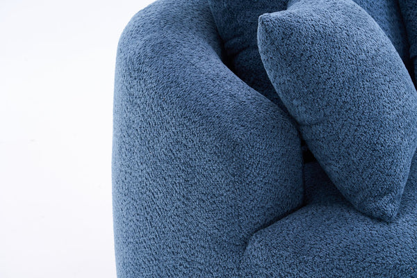 English Elm 360° Swivel Chair upholstered barrel accent chair with plush high-resilience foam and pillows for comfort Antique Blue,Blue W2231P264478