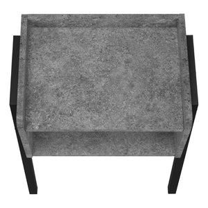 English Elm Accent Table Two Tier Industrial Nightstand with Reclaimed Wood Look and Black Metal Legs B2710P219345