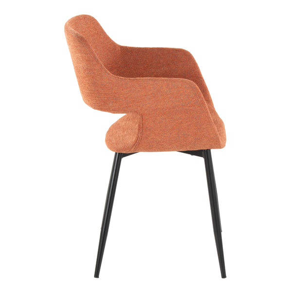 English Elm Margarite Contemporary Dining Chairs Set Of 2 - Stylish Orange Fabric & Black Metal For Modern Homes B202S01267