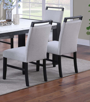 English Elm Contemporary Upholstered Dining Chairs Set of 2 with Sculpted Wooden Handle, Charcoal Fabric, 38"H B011P367203