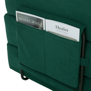 English Elm UNITED modular foldable sofa with metal frame, corduroy upholstery, side pocket & quick assembly convenience Emerald W1568P375638