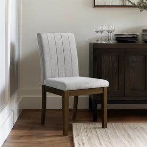 JLA Home 510 Design - Upholstered Channel-Back Dining Chairs Set of 2 — Transitional Parsons Style, Padded Seats, Solid Wood Legs Light Grey 5DS108-0053