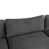 English Elm 128" Sectional Sofa Cloud Sofa Chenille Upholstered Sofa Couch With Movable Ottoman, Comfortable Seat Cushions, Charging Ports and Three Back Pillows For Living Room, Grey