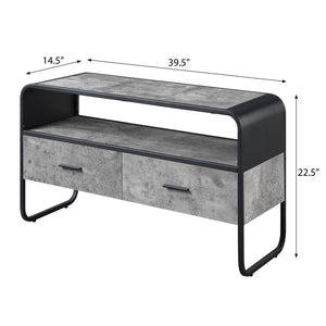 English Elm Concrete Grey And Black 2-Drawer Tv Stand – Modern Design With Ample Storage For Any Room B062P186514