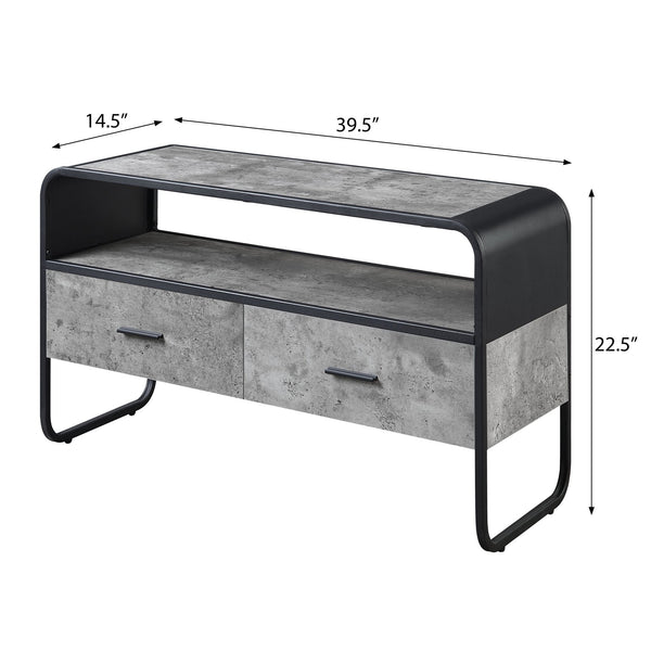 English Elm Concrete Grey And Black 2-Drawer Tv Stand – Modern Design With Ample Storage For Any Room B062P186514