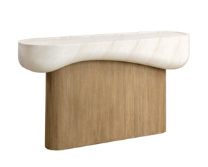 Sunpan ORESTE Console Table - Sculptural Design with Concrete Finish, Versatile for Indoor & Outdoor Spaces 112215