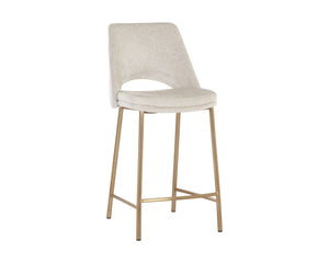 Sunpan Radella Counter Stool - Contemporary Design with Antique Brass Base and Stylish Cutout Backrest Bergen Taupe