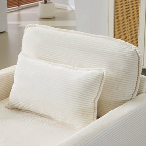 English Elm 54" Plush Cloud Sofa Modular Single with Ottoman, Beige Corduroy, High-Resilience Foam, Space-Saving Comfort W1829P324892