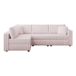 English Elm 106.3" Plush L-Shaped Sofa For 4 | Stylish Light Pink Couch With Modular Design & Easy Maintenance W1767S00020