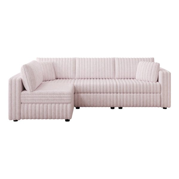 English Elm 106.3" Plush L-Shaped Sofa For 4 | Stylish Light Pink Couch With Modular Design & Easy Maintenance W1767S00020