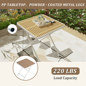 English Elm 4pcs Stackable PP Armchair Set with 55" Modern Long Table – Weatherproof, Ergonomic Outdoor Dining Suite khaki,Warm Grey,White W3450S00029