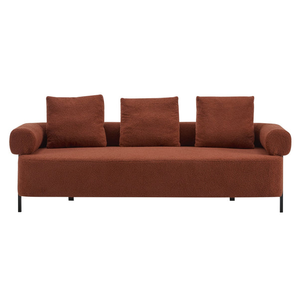 English Elm Christopher Knight Home® - 78" Modern 3-Seater Upholstered Sofa with Plush Pillows, Bouclé Fabric, Sturdy Frame, Cozy Style Orange N767P308857O