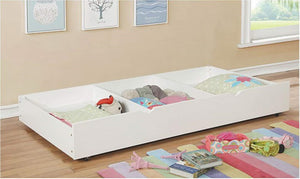 English Elm White Full-Over-Full Bunk Bed With Trundle, Attached Ladder & Safety Rails For Space-Saving Style B2741S00356-GIGA