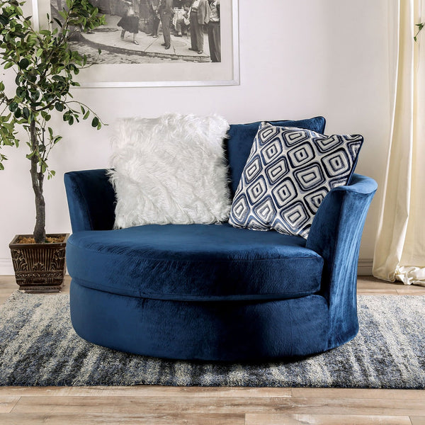 English Elm Transitional High Back Stripe Chair with Rolled Arms for Coastal Comfort and Supportive Seating Appeal Navy 58 L x 58 W x 31 H B2741P378474