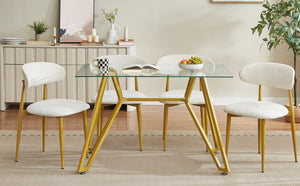 English Elm Set of 2 Velvet Dining Chairs Gold Metal Legs Curved Back Glam Kitchen Seating W1162P440046