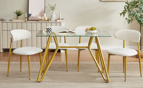 English Elm Set of 2 Velvet Dining Chairs Gold Metal Legs Curved Back Glam Kitchen Seating W1162P440046