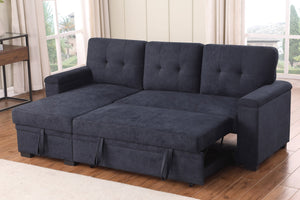 English Elm Jardin Woven Beige Sectional Sleeper Sofa with Reversible Storage Chaise for Living Rooms B2749S00246