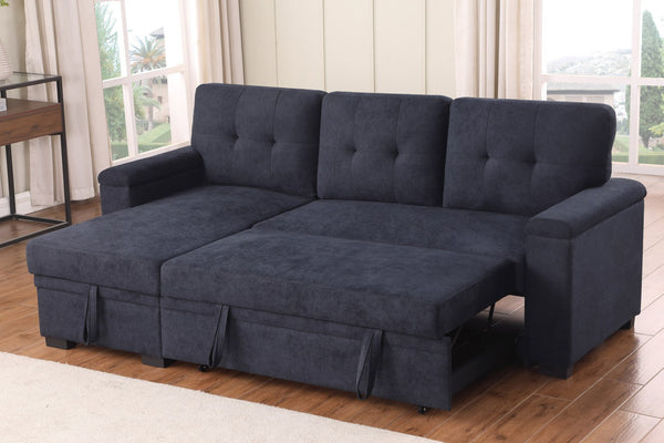 English Elm Jardin Woven Beige Sectional Sleeper Sofa with Reversible Storage Chaise for Living Rooms B2749S00246