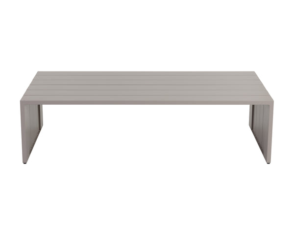 Sunpan Verin Coffee Table - Modern Outdoor Design with Durable Powder Coated Aluminum for Stylish Spaces Greige