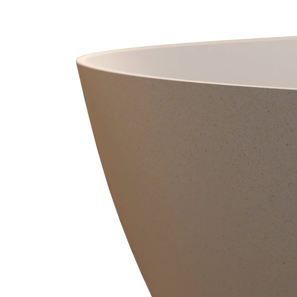 English Elm 65'' Resin Stone Freestanding Soaking Tub Ergonomic Matte White Spa Bath Beige W2753P340402