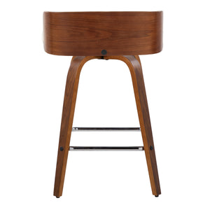 English Elm Maya 26" Mid-Century Counter Stool Set of 2 – Walnut Wood Swivel Seats, Charcoal Fabric, Chrome Footrest B202S00360